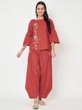 Cotton Block Printed Top And Side Cowl Co-ord