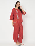 Cotton Block Printed Top And Side Cowl Co-ord