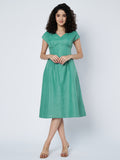 Cotton Pleated Solid Dress