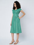 Cotton Pleated Solid Dress