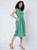 Cotton Pleated Solid Dress