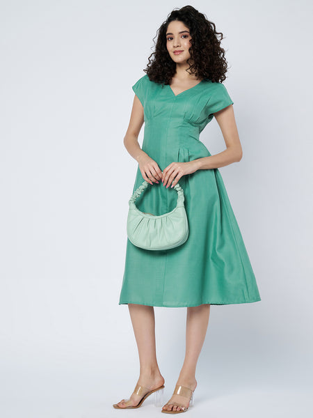 Cotton Pleated Solid Dress