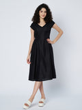 Cotton Pleated Solid Dress