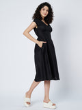 Cotton Pleated Solid Dress