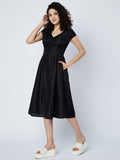 Cotton Pleated Solid Dress