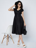 Cotton Pleated Solid Dress