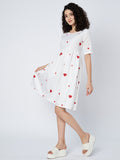 Cotton Block Printed Ruffle Dress