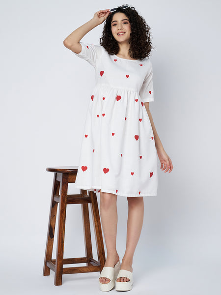 Cotton Block Printed Ruffle Dress