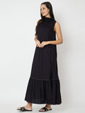 Cotton Slub Tiered Maxi Dress