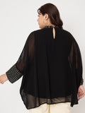 Plus Size Georgette Linear Sequins Cuffed Kaftan