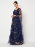 Net Sequin Embroidered Tiered Lehenga Set