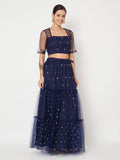 Net Sequin Embroidered Tiered Lehenga Set