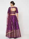 Dupion Hand Block Printed Bias Lehenga Set