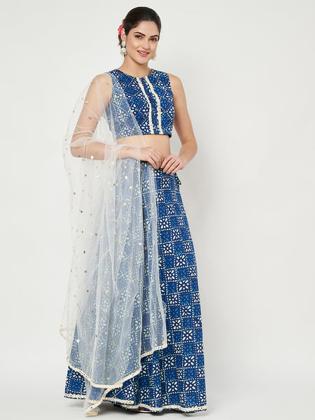 Cotton Printed Embellished Bias Lehenga Set