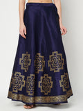 Dupion Hand Block Printed Bias Lehenga Set