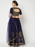 Dupion Hand Block Printed Bias Lehenga Set