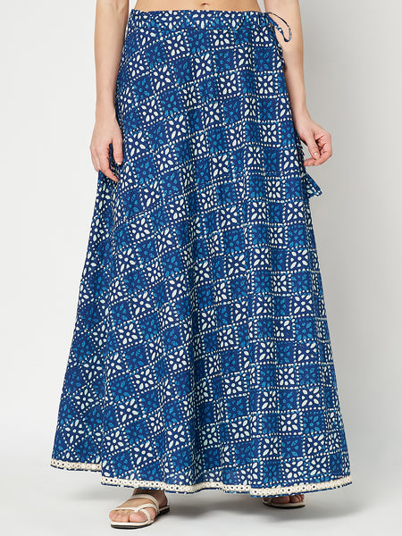 Cotton Printed Embellished Bias Skirt