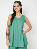 Cotton Solid V-Neck Tunic