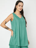 Cotton Solid V-Neck Tunic