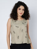 Cotton Block Printed Side Button Top