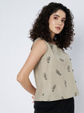 Cotton Block Printed Side Button Top