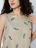 Cotton Block Printed Side Button Top