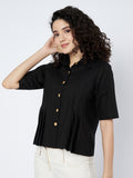 Cotton Solid Pleated Shirt