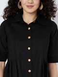 Cotton Solid Pleated Shirt