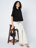 Cotton Solid Pleated Shirt