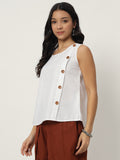 Cotton Solid Side-Button Top