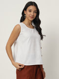 Cotton Solid Side-Button Top