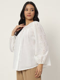 Cotton Embroidered Front Open Shirt