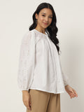 Cotton Embroidered Front Open Shirt