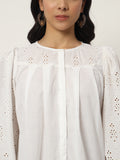 Cotton Embroidered Front Open Shirt