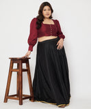 Plus Size Silk Blend Button Down Crop Top