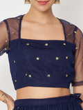 Net Sequin Embroidered Crop Top