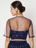 Net Sequin Embroidered Crop Top