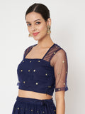 Net Sequin Embroidered Crop Top