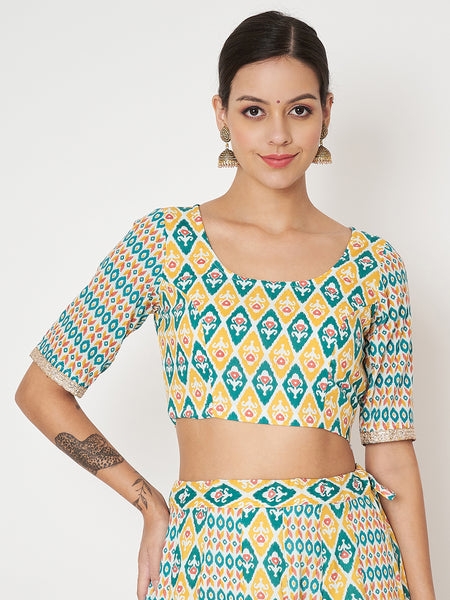 Cotton Printed Back Cut-out Crop Top