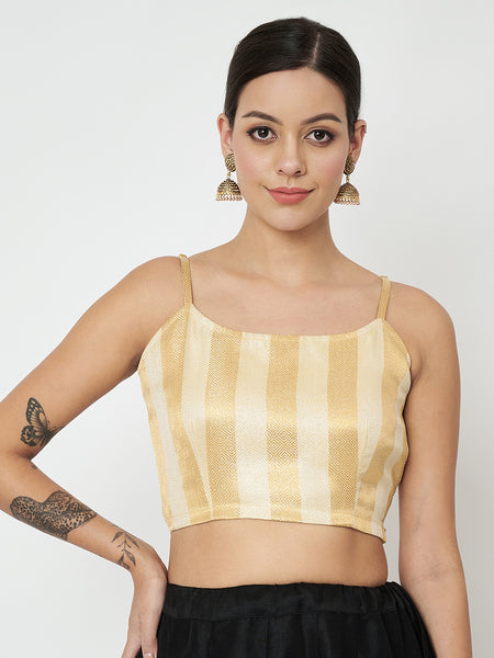 Gold Brocade Spaghetti Crop Top