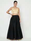 Gold Brocade Spaghetti Crop Top