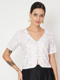 Viscose Block Printed Button Down Top