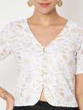 Viscose Block Printed Button Down Top