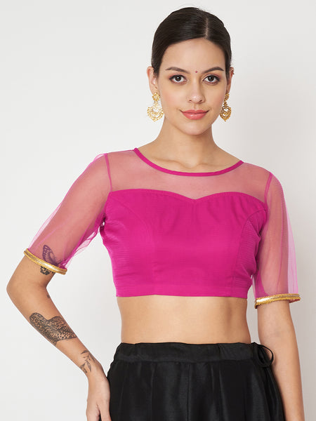 Net Embellished Crop Top