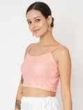 Georgette Gota Embroidered Spaghetti Top