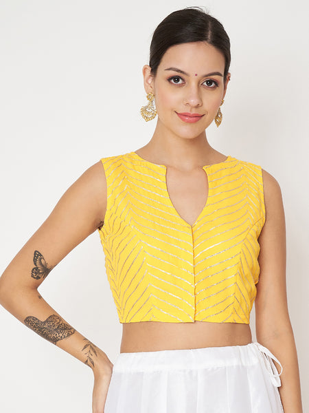 Georgette Gota Embroidered Crop Top