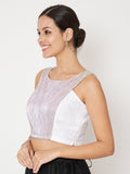 Metallic Pleated Panelled Crop Top