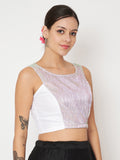 Metallic Pleated Panelled Crop Top