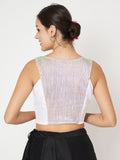 Metallic Pleated Panelled Crop Top