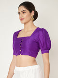 Silk Blend Button Down Crop Top